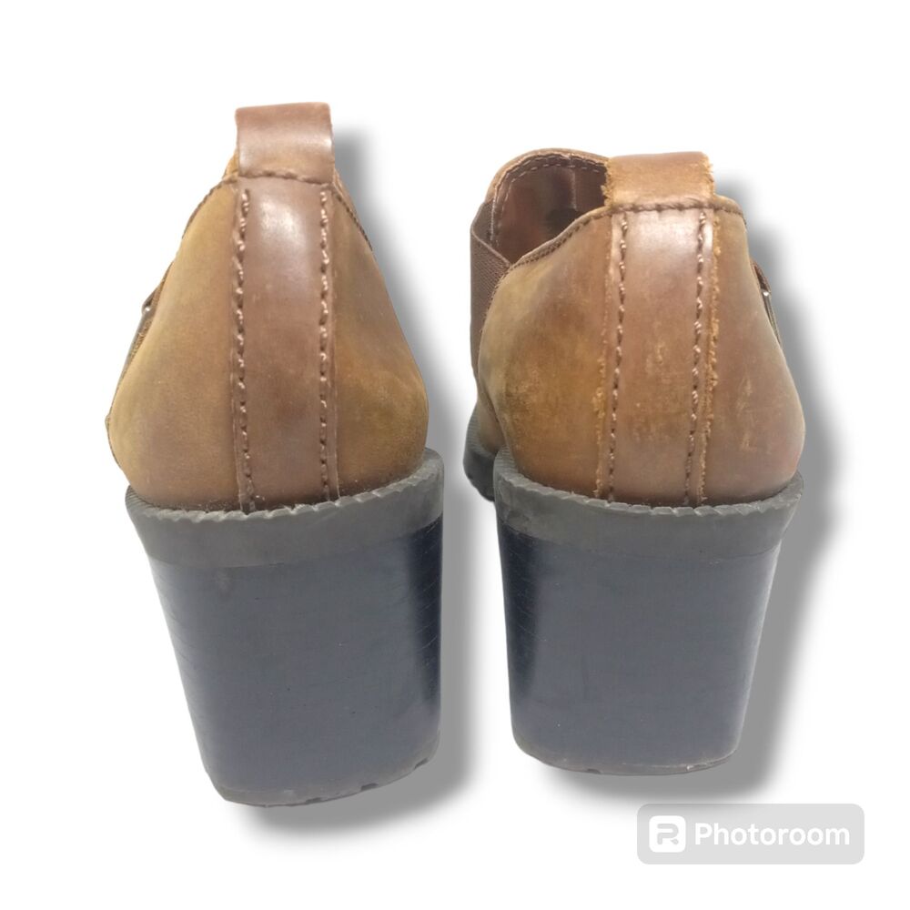 Nicole Peeper Chunky Heel Slip On Loafer-Size 7M-Vegan Leather-Block Heel-Y2K - Picture 3 of 8